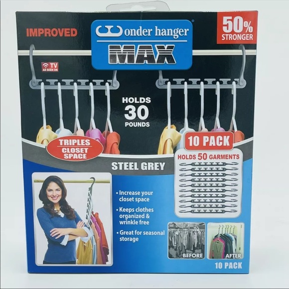Wonder Hanger MAX Closet Storage Organizer for Clothes Hangers, Pack of 10 - Picture 2 of 3